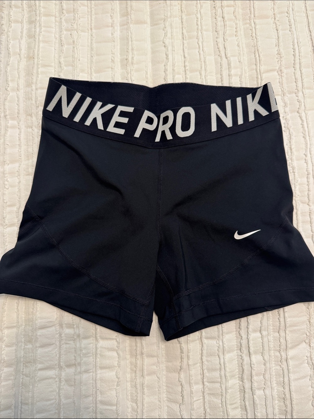 Nike Pro Black Athletic Shorts with White Swoosh
